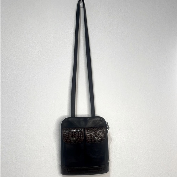 Brighton “One World “ Leather Croc Embossed Crossbody Bag No Callouts EUC - Picture 3 of 17